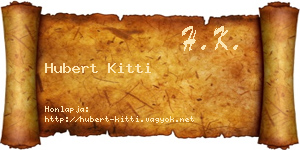 Hubert Kitti névjegykártya